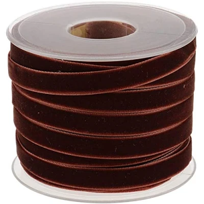 Afbeelding van POFET Fluwelen lint, 10 mm x mm, voor knutselwerk en decoraties, koffiebruin, rol