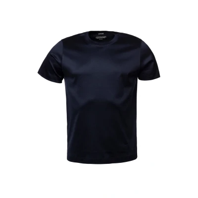 Afbeelding van Katoenen Eton T shirt effen donkerblauw slim fit