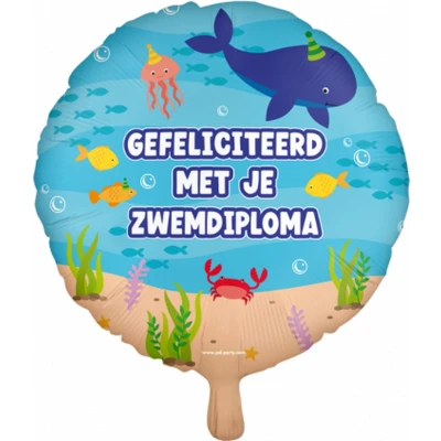 Afbeelding van Folie Ballon Zwemdiploma Gehaald 46cm per stuk