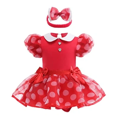 Afbeelding van Lito Angels Kostuum Minnie Mouse met hoofdband voor baby&#039;s en meisjes, maat 6 9 maanden, rood