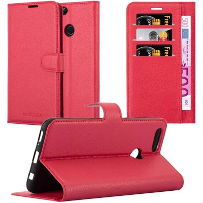 Afbeelding van Cadorabo Hoesje geschikt voor Honor 7X in KARMIJN ROOD Beschermhoes met magnetische sluiting, standfunctie en kaartvakje Book Case Cover Etui