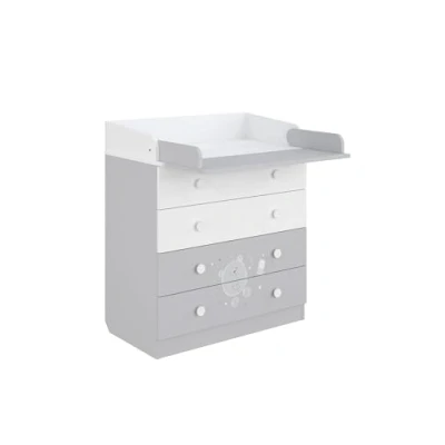 Afbeelding van Shefa Aankleedcommode 800 Kids Teddy wit/grijs Oostenrijkse kwaliteit, 4 laden, 80,4 cm breed