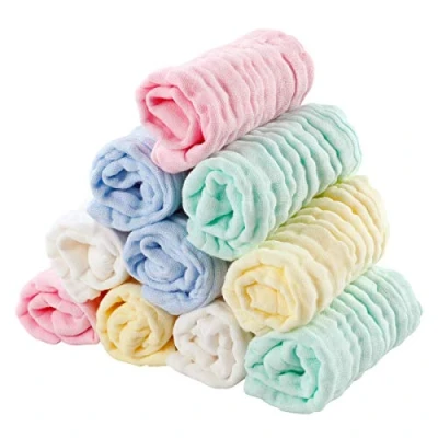 Afbeelding van EXTSUD 10 stuks chiffon washandjes voor baby&#039;s, zachte gezichtshanddoeken handdoeken pasgeborenen, babydoekjes (kleurrijk)