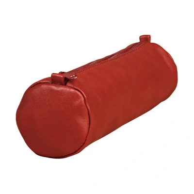 Image de Clairefontaine Age grande trousse ronde en cuir rouge