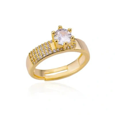 Afbeelding van Luxe Dames Ring Goud Kleur met Zirkonia Verstelbare Diameter 17mm