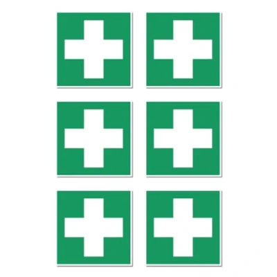 Afbeelding van E003 EHBO stickers 6 stuks DIN EN ISO 7010 / ASR A1,3 5 cm