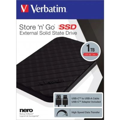 Afbeelding van Verbatim SSD 1TB, USB 3.2, Type AC, 6,35cm (2,5&#039;&#039;) Store&#039;n&#039;Go, 460MB/s, (W) Retail