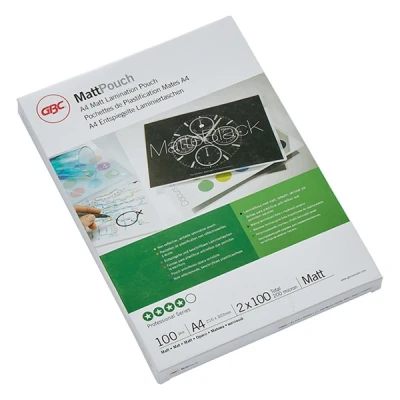 Image de GBC Matt Pouch 200 micromètres pack de 100 mat 216 x 303 mm pochettes plastifiées