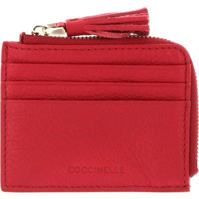 Afbeelding van COCCINELLE Leren Kaarthoes Tassel Credit Card Holder Ruby Rood
