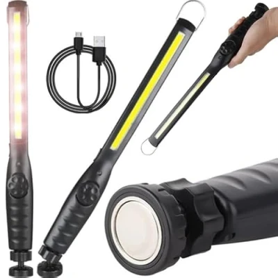 Afbeelding van Retoo COB led werklamp met magnetische clip en USB oplaadkabel, inspectielampen 8W 1200mAh, zaklampen, werkplaatslamp voor autoreparatie, garage