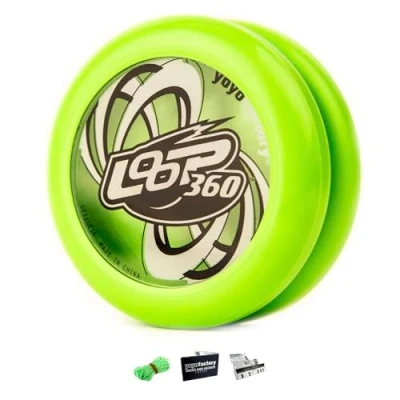 Afbeelding van YoyoFactory Loop 360 Yo groen (ideaal voor beginners, modern Yoyo spel, kogellagers van metaal, snoer en handleiding inbegrepen)