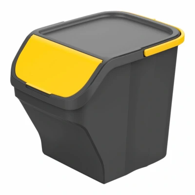 Afbeelding van Recycling prullenbak Mondex Stack N&#039; Sort Geel Grijs 25 L Met deksel 40 x 30 34 cm