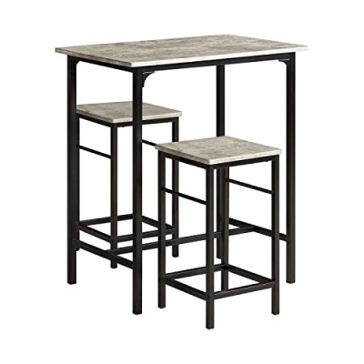 Afbeelding van SoBuy OGT10 HG Set van 1 tafel + 2 krukken, statafel, keukenset, bistrotafel krukken met voetensteun