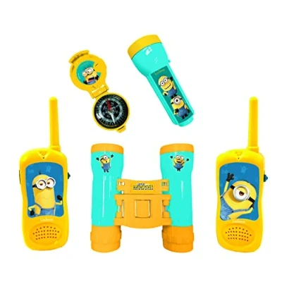 Image de Lexibook Minions Set d&#039;aventurier complet pour enfant, Talkies Walkies, Jumelles, Lampe torche, Boussole, Bleu/Jaune, RPTW12DES