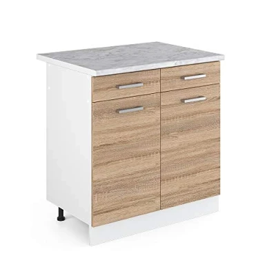 Afbeelding van Vicco Keukenonderkast R Line, Sonoma/Wit, 80 cm , WB Marmer