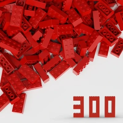 Afbeelding van Klassiek bulksteenblok 2 x 4, 300 stuks felrode bouwstenen, compatibel met Lego 3001 onderdelen en onderdelen, creatief spel, grote merken