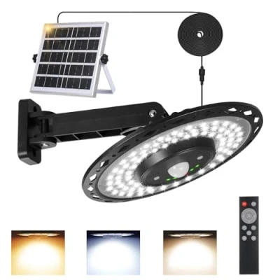 Afbeelding van Lixada Hanglamp op zonne energie voor buiten, 180 leds, 4400 mAh batterij, met 5 m kabel, IP65 waterdicht, bewegingsmelder, modi, binnen en tuin, camping,