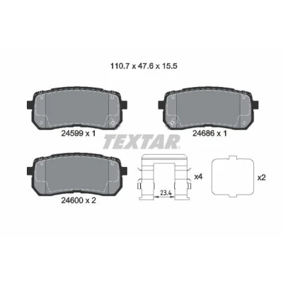 Afbeelding van TEXTAR 2459904 Remblokkenset Met akoestische slijtagewaarschuwing KIA: SORENTO 3