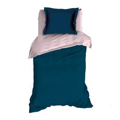 Afbeelding van Romanette Comtesse Flanel Dekbedovertrek Eenpersoons 140x200/220 cm + 1 kussensloop 60x70 Teal/Rose