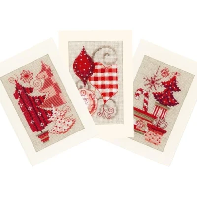 Afbeelding van Vervaco Kerstmotieven set van 3 wenskaarten borduren PN 0146572