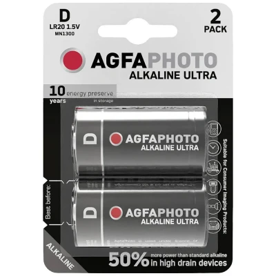 Afbeelding van Agfaphoto batterij Alkaline, Mono, D, LR20, 1,5 V Ultra, retailblister (2 pack)