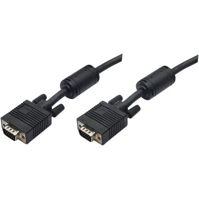 Afbeelding van Manhattan 317733 VGA kabel Aansluitkabel stekker 15 polig, polig 3.00 m Zwart Schroefbaar, Met Ferrietkern