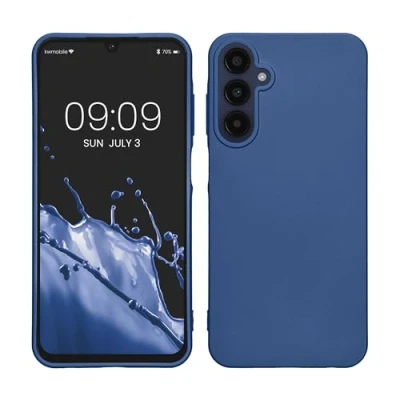 Afbeelding van kwmobile telefoonhoesje geschikt voor Samsung Galaxy A25 Hoesje smartphone Back cover in metallic blauw