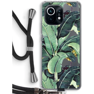 Afbeelding van Case Company® hoesje met Koord geschikt voor Xiaomi Mi 11 Bananenbladeren Telefoonhoesje Zwart Bescherming aan alle Kanten en Over de Schermrand
