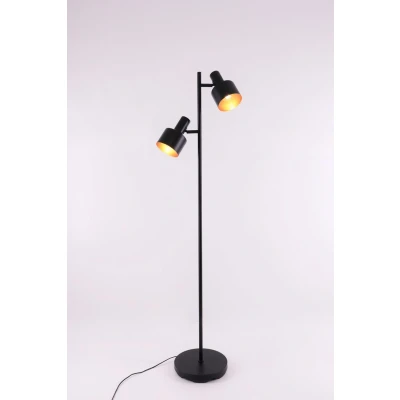 Afbeelding van Vloerlamp zwart met goud brons binnenkant 2 verstelbare lichtpunten