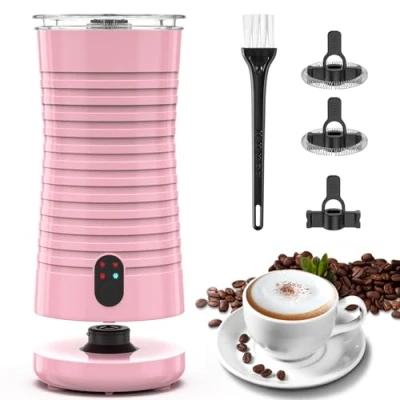 Afbeelding van Morpilot Automatische elektrische melkopschuimer, cappuccino, 4 in 1 melkschuim, vrije keuze van schuimdikte, stil en anti aanbaklaag, roze