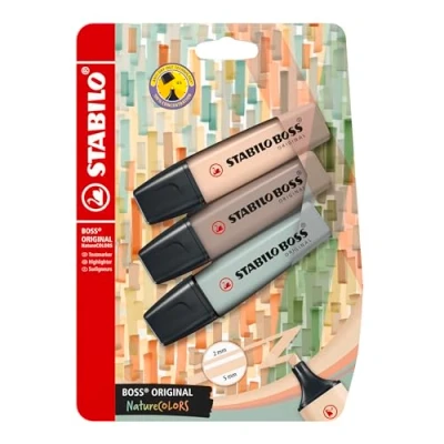 Afbeelding van STABILO Boss Original NatureColors Markeerstiften, beige, warm grijs, aardegroen, 3 stuks