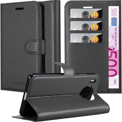 Afbeelding van Cadorabo Hoesje geschikt voor Huawei MATE 30 in PHANTOM ZWART Beschermhoes met magnetische sluiting, standfunctie en kaartvakje Book Case Cover Etui