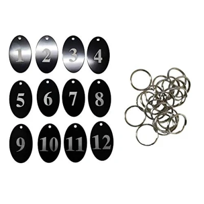 Afbeelding van Sourcemall 1 100 zwarte sleutelhangers van aluminiumlegering genummerde chips