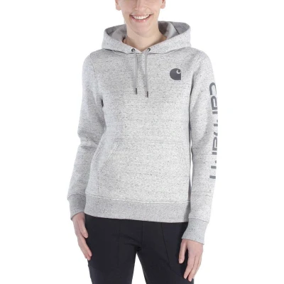 Afbeelding van Carhartt Halfdik sweatshirt met logo print op de mouwen, casual pasvorm, dameshoodie (1 stuk), Heather Nep asfalt