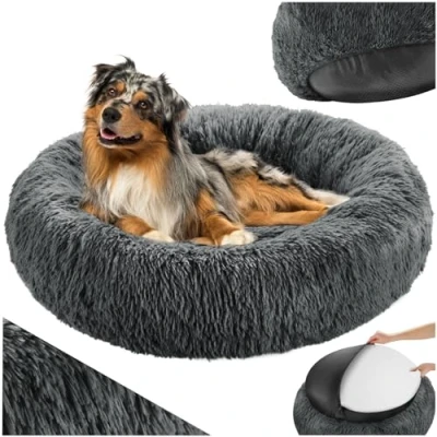 Afbeelding van tectake® hondenmand voor kleine, middelgrote of grote honden kattenmand, wasbaar hondenkussen op de grond, donzige hondenmand, pluchen kussen hondenbed, hondenaccessoire (Ø 80cm)