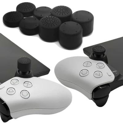 Afbeelding van GIOPUEY Lot de 8 capuchons joystick compatibles avec PlayStation Portal à distance et lecteur Coque protection en silicone souple antidérapant Noir