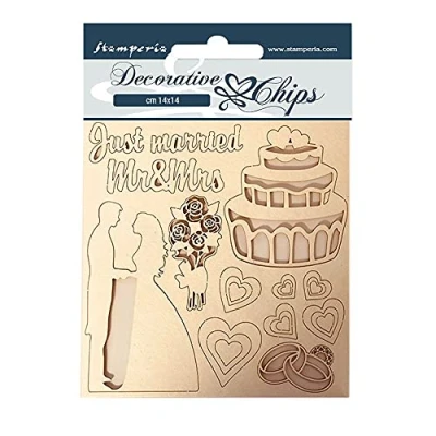 Afbeelding van Stamperia Decorative Chips Sleeping Beauty Just Married (SCB62) (DISCONTINUED)