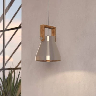 Afbeelding van EGLO Cawton Hanglamp E27 Ø 16 cm Grijs/Bruin Staal/Hout