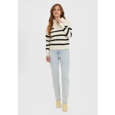 Afbeelding van VERO MODA VMSABA STRIPE LS HIGHNECK BLOUSE GA NOOS Dames Trui Maat XXL