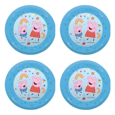 Afbeelding van Procos Peppa Pig Messy Play 4 stuks herbruikbare plastic borden voor verjaardagsfeest of themafeest