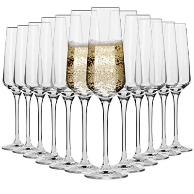 Afbeelding van Krosno Champagne kristalglas, 12 stuks, 180 ml, collectie Avant Garde, perfect voor thuis, restaurants, feesten, vaatwasmachinebestendig