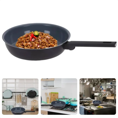 Afbeelding van Cheqo® Koekenpan Ø20cm Aluminium Non Stick voor Alle Warmtebronnen Vaatwasserbestendig PFOA Vrij Soft Touch Handvat Ideaal Groenten, Vlees en Vis Bakpan Inductie Gelijkmatige Warmteverdeling Keramische Coating