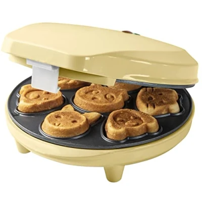 Afbeelding van Bestron Wafelijzer voor mini Cookies, Cakemaker cakes, met bakindicatielampje &amp; antiaanbaklaag, 700 Watt, kleur: Geel