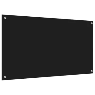 Afbeelding van vidaXL Keukenachterwand Zwart Glas 110 x 60 cm Duurzaam Rechthoekig