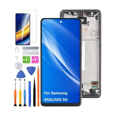 Afbeelding van Vervangend scherm voor Samsung Galaxy A52s / A52 5G LCD TFT display, A526B A526W A526U A528B A528N reparatieset (zonder vingerafdrukken, zwart met frame)