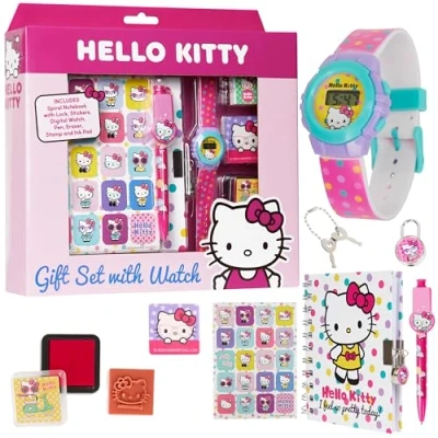 Afbeelding van Hello Kitty Montre Digitale et Ensemble d&#039;Accessoires Fille, Stylo bille, Journal, Gomme Tampon