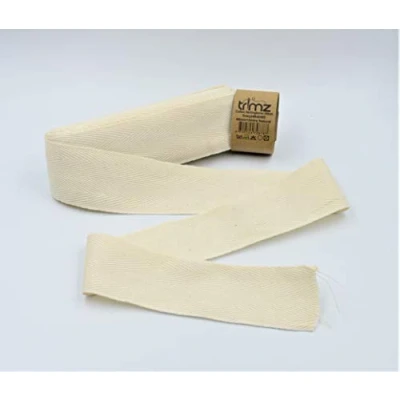 Afbeelding van Trimz 100% katoen, visgraatpatroon, natuur, 40 mm x 5 m