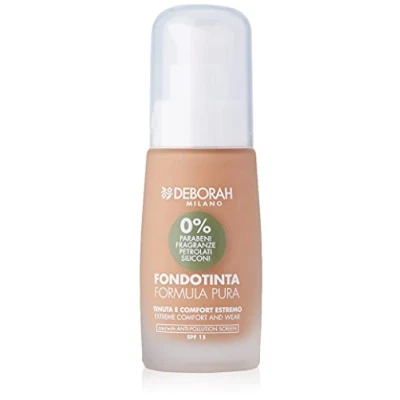 Afbeelding van Deborah Milano Pure Formule LSF 15 met natuurlijke ingrediënten, 05 Dark Beige, hydraterende en antioxiderende werking, geeft een zachte, fluweelachtige, geslepen huid, 30 ml