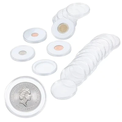 Afbeelding van Uncle Paul 20 stuks capsules voor 46 mm munten met 6 maten (18/23/28/33/38/46 mm) schuimrubberen afdichtingen muntcollectie