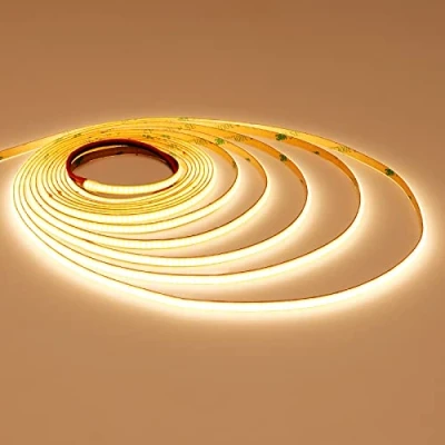 Afbeelding van TOPAI 12 V COB ledstrip, 3000 K, 5 m, warmwit, 3 mm breed, 384 leds/m, CRI90+, flexibel, op maat te snijden, IP20, niet waterdicht, voor huis, slaapkamer, keuken
